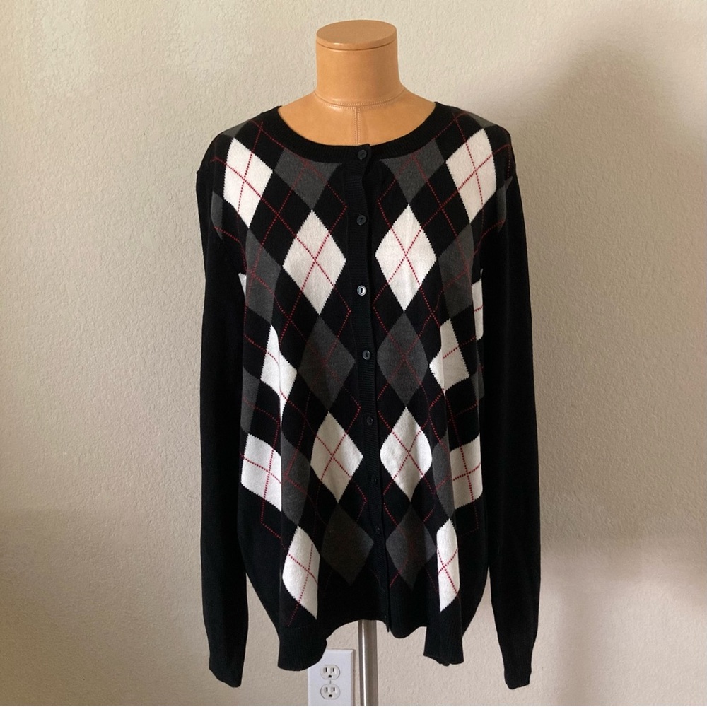 NWOT Women’s Croft & Barrow Argyle Cardigan Sweater XXL